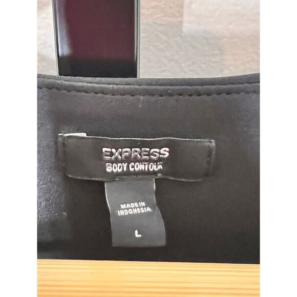 Express BodyContour High Compression Scoop Neck Cap Sleeve Bodysuit Black L NWOT - Picture 3 of 6